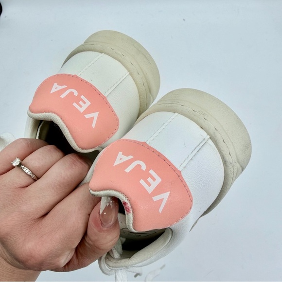 VEJA Esplar White Leather Sneakers Petal Pink Logo EU 36 - Picture 10 of 10